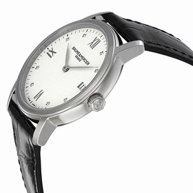 Baume and Mercier Classima White Dial Black Leather Strap Ladies Watch 10146
