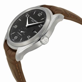 Baume and Mercier Clifton Black Dial Stainless Steel Brown Leather Automatic Men's Watch 10053