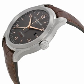 Baume and Mercier Clifton Grey Dial Brown Alligator Leather Men's Watch 10111