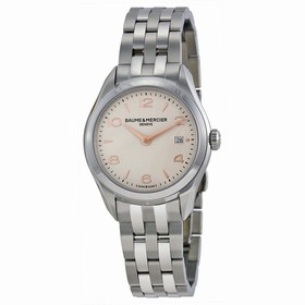 Baume and Mercier Clifton Silver Dial Stainless Steel Ladies Watch 10175