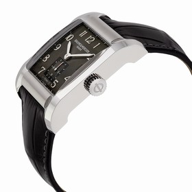 Baume and Mercier Hampton Milleis Black Dial Leather Men's Watch 10027