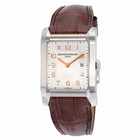 Baume and Mercier Hampton Silver Dial Brown Leather Ladies Watch 10018