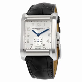 Baume and Mercier Hampton Silver Dial Black Leather Men's Watch 10026
