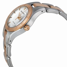 Baume and Mercier Linea White Dial Stainless Steel and 18kt Rose Gold Ladies Watch 10073