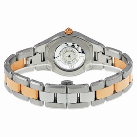 Baume and Mercier Linea White Dial Stainless Steel and 18kt Rose Gold Ladies Watch 10073