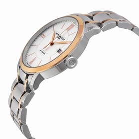 Baume et Mercier Classima Silver Opaline Dial Stainless Steel and 18K Rose Gold Men's Watch 10217