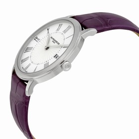 Baume et Mercier Classima White Dial Purple Leather Ladies Watch 10224