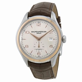 Baume et Mercier Clifton Automatic Silver Dial Brown Leather Men's Watch 10139