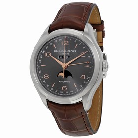 Baume et Mercier Clifton Grey Dial Brown Leather Men's Watch MOA10213