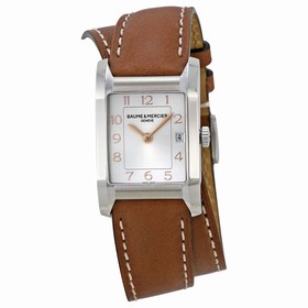 Baume et Mercier Hampton Silver Dial Leather Strap Ladies Watch 10110