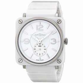 Bell & Ross Aviation 39 MM White Unisex Watch BRS-WH-CERAMIC/SCE