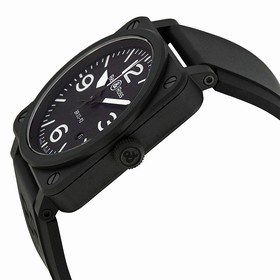 Bell & Ross Aviation Automatic Black Dial Black Rubber Men's Watch BR0392-BL-CE