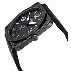 Bell & Ross Aviation Black Dial Black Ceramic Case Unisex Watch BRS-BLK-CER-RUBB