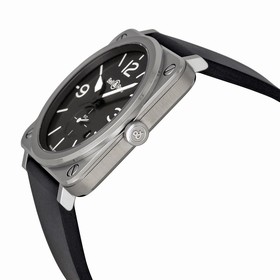 Bell & Ross Aviation Black Dial Black Rubber Strap Men's Watch BLRBRS-BLC-ST
