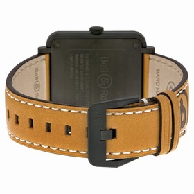 Bell & Ross Aviation Black Dial Tan Leather Men's Watch BRS-HERITAGE/SCA