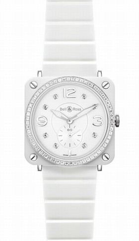 Bell & Ross Aviation White Ceramic Diamond Unisex Watch BRS-WHT-CERT-PHT