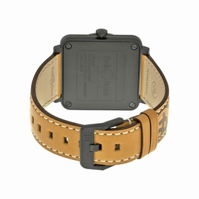 Bell & Ross Black Dial Beige Calfskin Leather Men's Watch BLRBRS-HERI-CEM