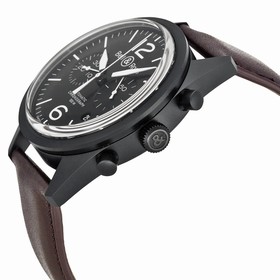 Bell & Ross Black Dial Chronograph Brown Leather Automatic Men's Watch BRV126-BL-CA-SCA