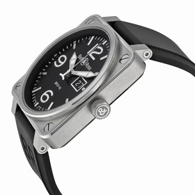 Bell & Ross Grande Date Black Dial Black Rubber Men's Watch BR0196-BL-ST
