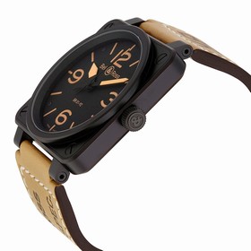 Bell & Ross Heritage Black Dial Tan Leather Strap Men's Watch BR01-92-HERITAGE