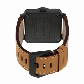 Bell & Ross Heritage Ceramic Black Dial Tan Leather Men's Watch BR0392-CERAM-HER