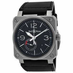 Bell & Ross Officer Automatic Black Dial Black Leather Men's Watch BR0397-BL-SI-SCA