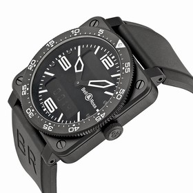 Bell & Ross Type Aviation Black Dial Black PVD Stainless Steel Black Rubber Men's Watch BR0392-AVIA-CA