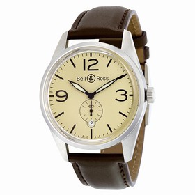 Bell & Ross Vintage Automatic Beige Dial Brown Leather Men's Watch BRV123-BEI-ST-SCA