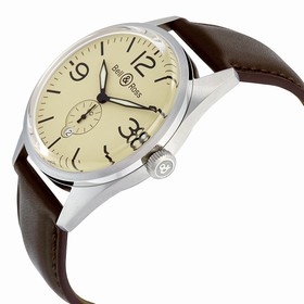 Bell & Ross Vintage Automatic Beige Dial Brown Leather Men's Watch BRV123-BEI-ST-SCA
