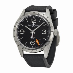 Bell & Ross Vintage Black Dial Black Rubber Men's Watch BRV123-BL-GMT-SRB