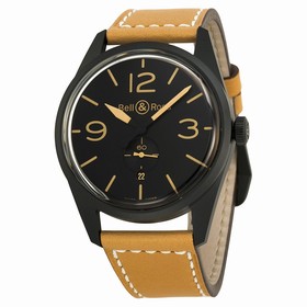 Bell & Ross Vintage Black Dial Tan Leather Men's Watch BRV123-HERITAGE