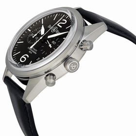 Bell & Ross Vintage Chronograph Black Dial Black Leather Men's Watch
