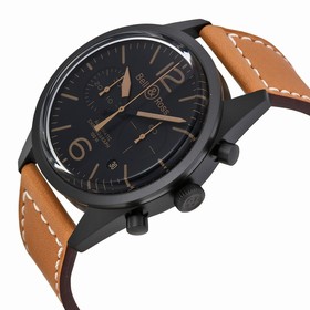 Bell & Ross Vintage Heritage Black Dial Tan Leather Men's Watch BR126-HERITAGE