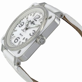 Bell & Ross White Ceramic Diamond Mother of Pearl Men's Watch BR0392-WH-C-D-SCA