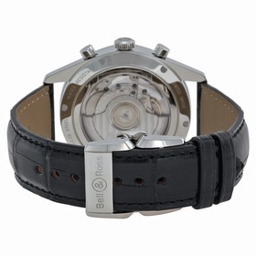 Bell & Ross Vintage Officer Automatic Chronograph Black Dial Black Leather Men's Watch RBRG126-BL-ST-SCR