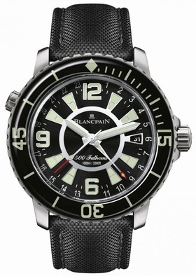 Blancpain 500 Fathoms GMT Automatic Black Dial Canvas Men's Watch 50021-12B30-52B