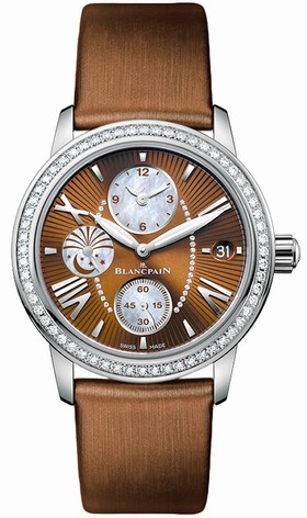Blancpain Double Time Zone Automatic Brown Dial Ladies Watch 3760-1946A-52B