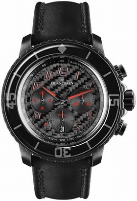 Blancpain Fifty Fathorms Chronograph Flyback Black Carbon Fiber Dial Automatic Men's Watch 5785F-11B03-63