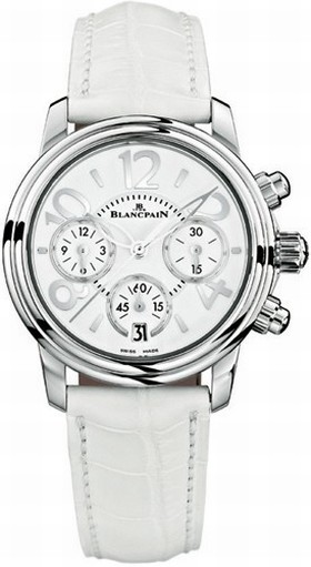 Blancpain Flyback Chronograph White Dial Leather Ladies Watch 3485F-1127-97B