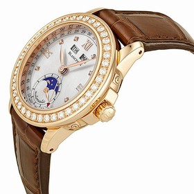 Blancpain Leman Moonphase Mother of Pearl Dial 18kt Rose Gold Brown Leather Diamond Ladies Watch 2360-2991A-55