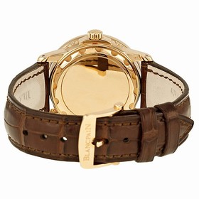 Blancpain Leman Moonphase Mother of Pearl Dial 18kt Rose Gold Brown Leather Diamond Ladies Watch 2360-2991A-55