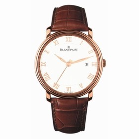 Blancpain Villeret White Dial 18kt Rose Gold Brown Leather Men's Watch 6651-3642-55B