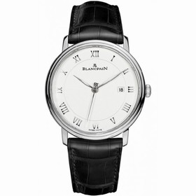 Blancpain Villeret White Dial Stainless Steel Black Leather Men's Watch 6651-1127-55B