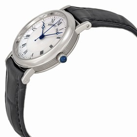 Breguet Classique Mother of Pearl Dial 18kt White Gold Black Leather Ladies Watch 8067BB52964