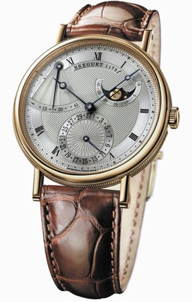 Breguet Classique Power Reserve Silver Dial 18kt Yellow Gold Brown Leather Men's Watch 7137BA119V6