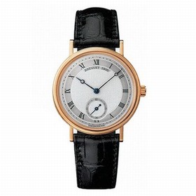 Breguet Classique Silver Dial 18kt Rose Gold Black Leather Men's Watch 5907BR12984