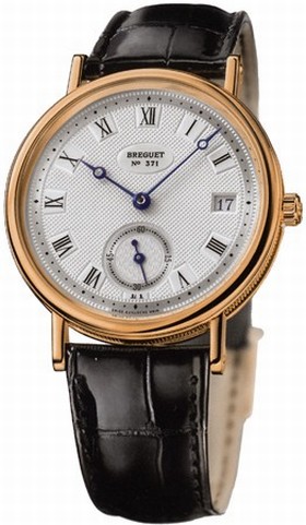 Breguet Classique Silver Dial 18kt Rose Gold Black Leather Men's Watch 5920BR15984