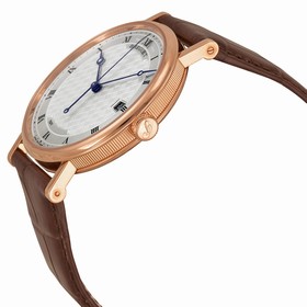 Breguet Classique Silver Dial 18kt Rose Gold Brown Leather Men's Watch 5177BR129V6