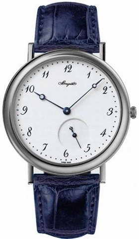 Breguet Classique Silver Dial 18kt White Gold Blue Leather Automatic Men's Watch 5140BB299W6