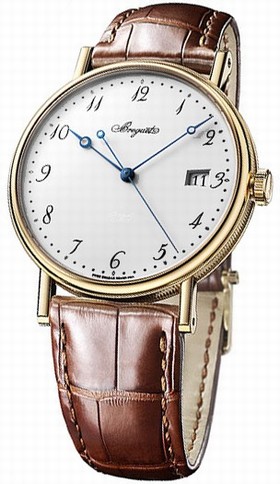 Breguet Classique White Dial 18kt Yellow Gold Brown Leather Men's Watch 5177BA299V6